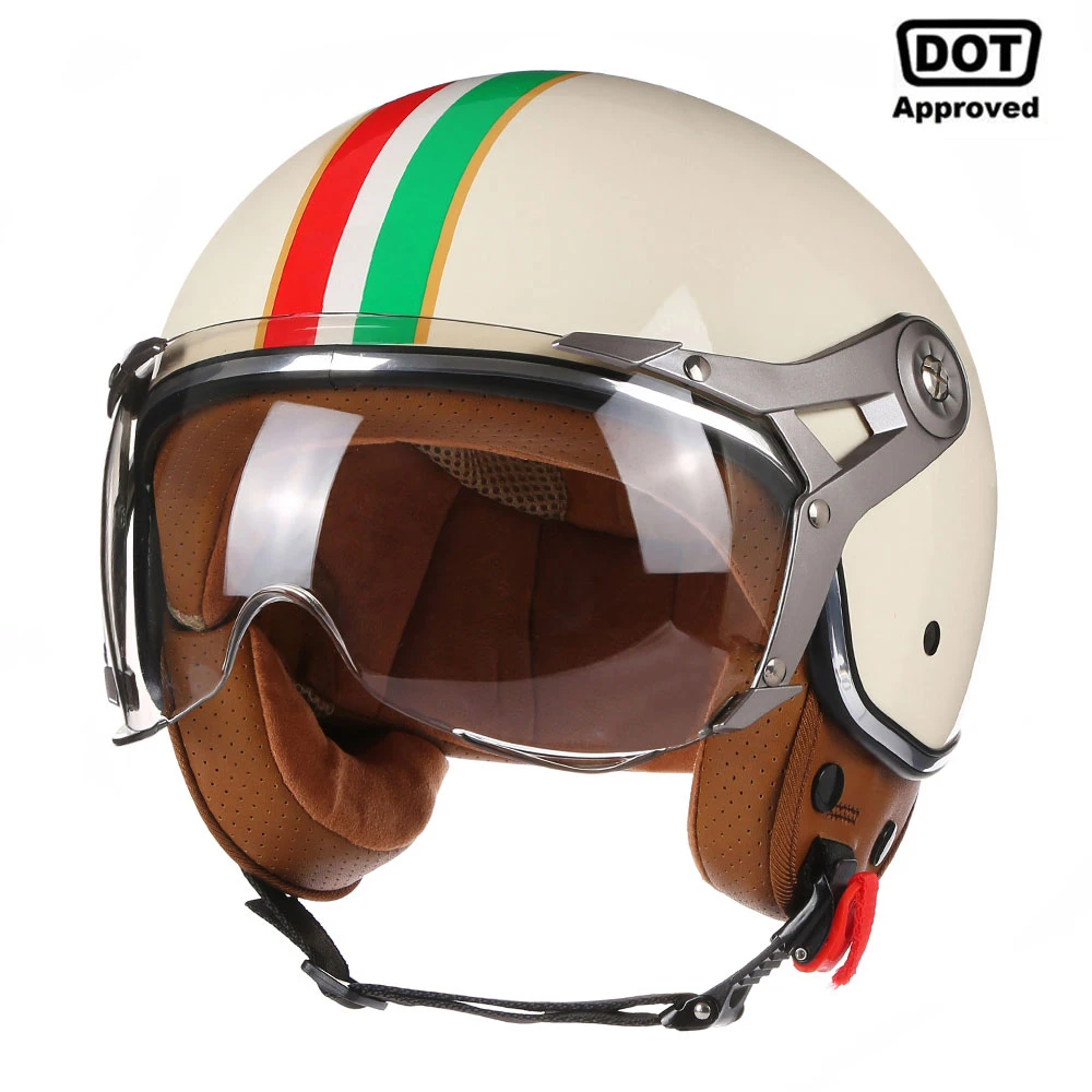 Retro masculino feminino capacete da motocicleta jet casco moto 3/4 meio aberto rosto capacete com viseira piloto chopper capacete dot quatro estações