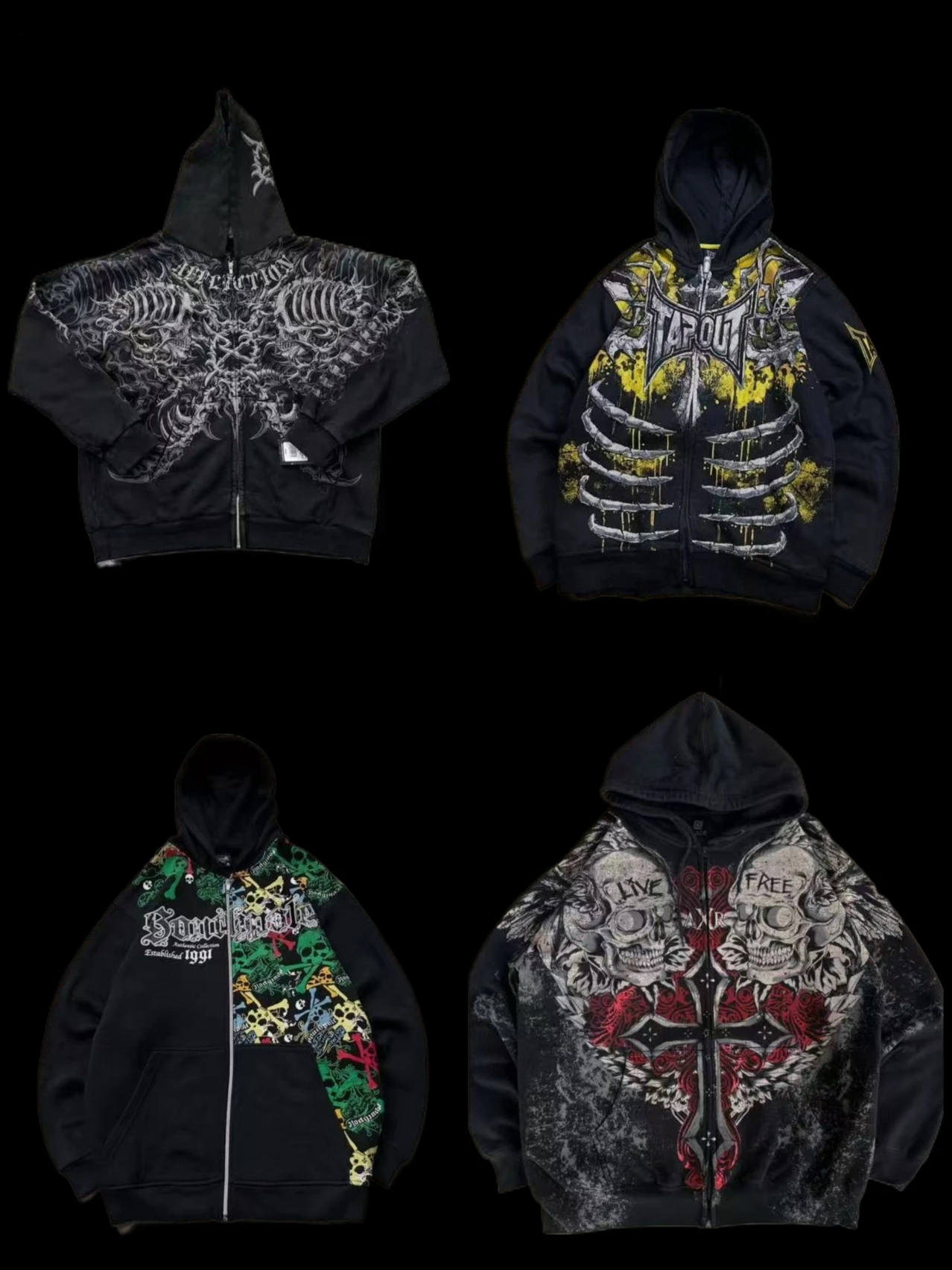 Explosions Hooded sweater Men American Retro Hip-Hop Street Graffiti Unisex Zipper Hoodie Fashion Printed Pattern Sweatshirt