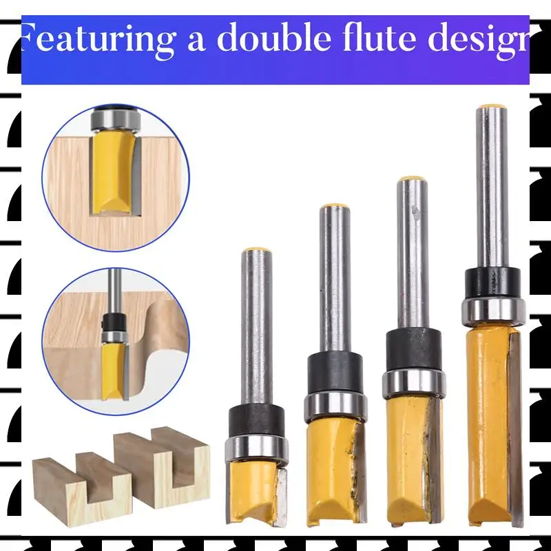 

A44U 4 шт., 6,35 мм, прямая бита с хвостовиком, твердосплавные фрезы с двойной канавкой, фреза для работы по дереву, инструмент, фреза