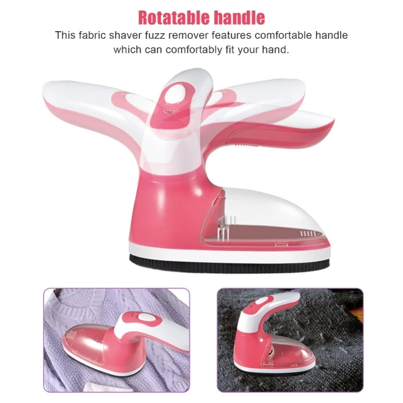 Effort Saving Pink Sweater Shaver 6 Blades Rotation Handle Quick Shaving Detachable Fabric Shaver For All Fabrics