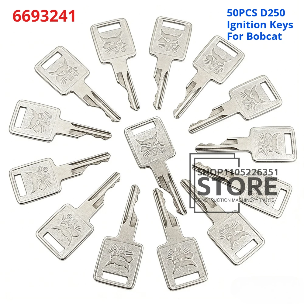

50 шт. ключей зажигания D250 6693241 для экскаваторов, мини-погрузчиков Bobcat и запчастей для мини-экскаваторов
