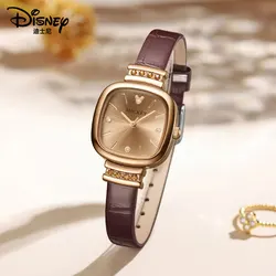 Disney Brand New Mickey Mouse Woman Quartz Wristwatch Square Sun Texture Dial Young Lady Girl Cute Elegant Dress Gift Wristband