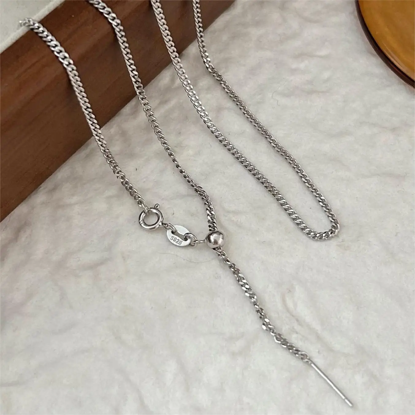 Carline Topsale Fine Minimalist Long Cuban Link Chian Adjustable Necklace S925 Silver Non Tarnish Fashion Jewelry for Women