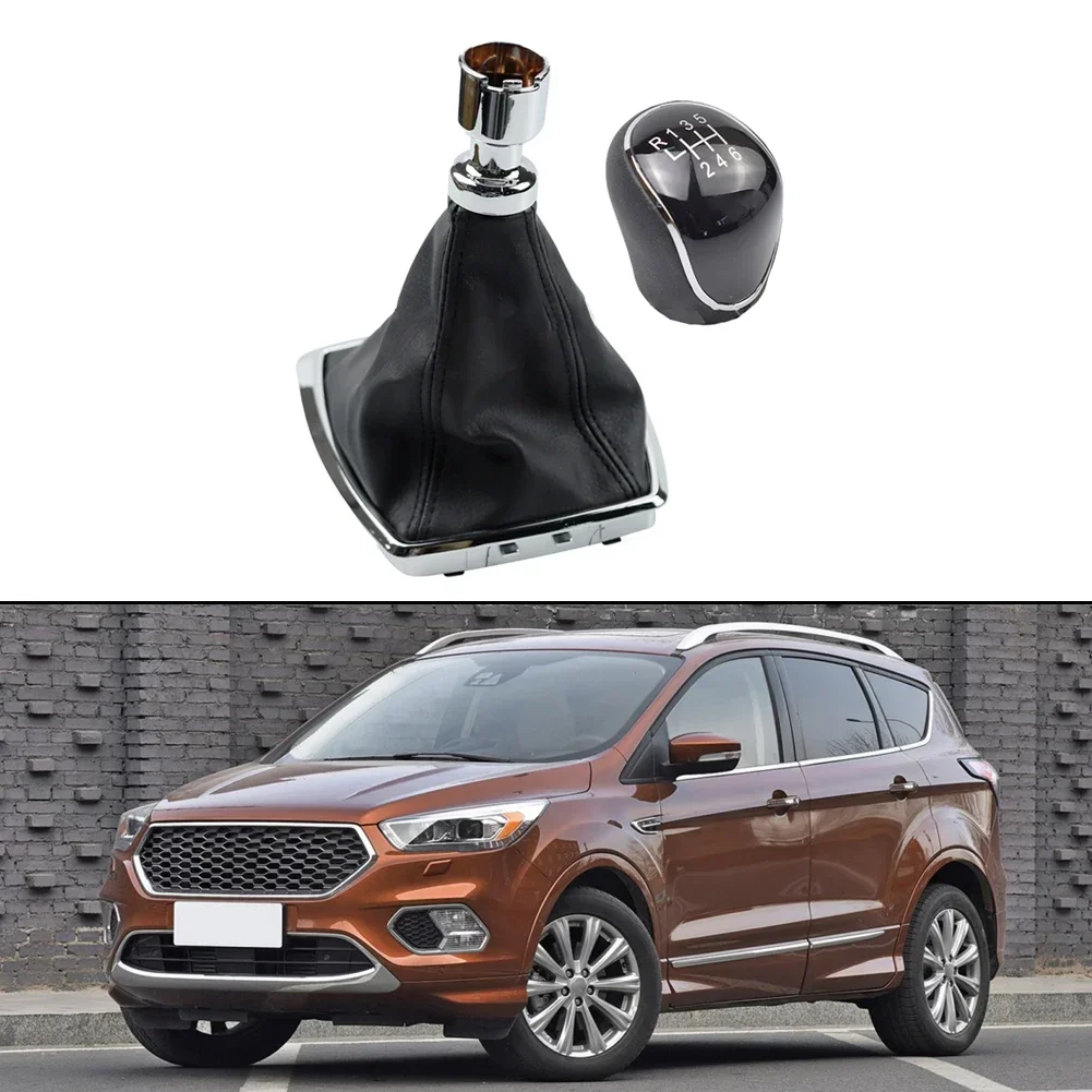 

1×Gear Knob 6-Speed With Gear Shift Gaiter Chrome- Frame GB64637AA# 1639784# For Ford For C-MAX 2008-2010 For KUGA 2008~2012