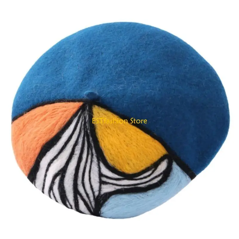 Y5GC Hats with Oil Painting Retro Caps in Colors for Winter