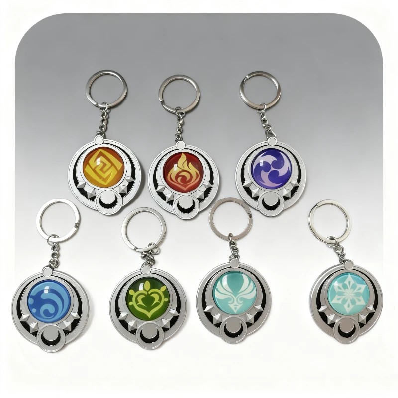 Genshin Impact nod-koi Fontaine vent porte-clés en verre lumineux 7 éléments oeil de dieu Original accessoires de Cosplay jouet porte-clés cadeaux