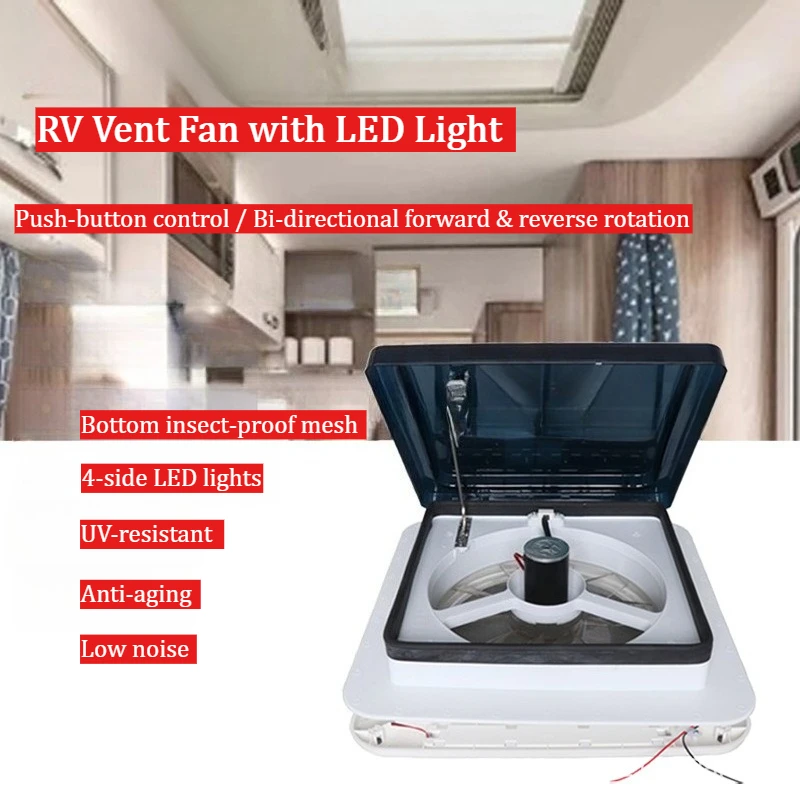 12V RV Vent Fan Caravan Exhaust Fan RV Modification Parts with LED Exhaust Fan