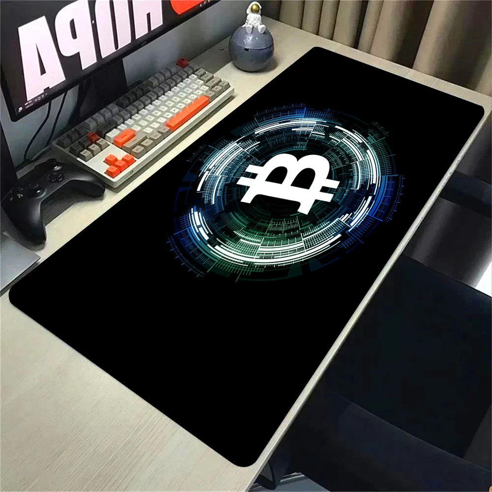 bitcoin Mouse Pad Gaming Large Mousepad Anti-slip Rubber mouse mat Computer Gamer Desk Mat Stitched Edge Black gamer Mousepad