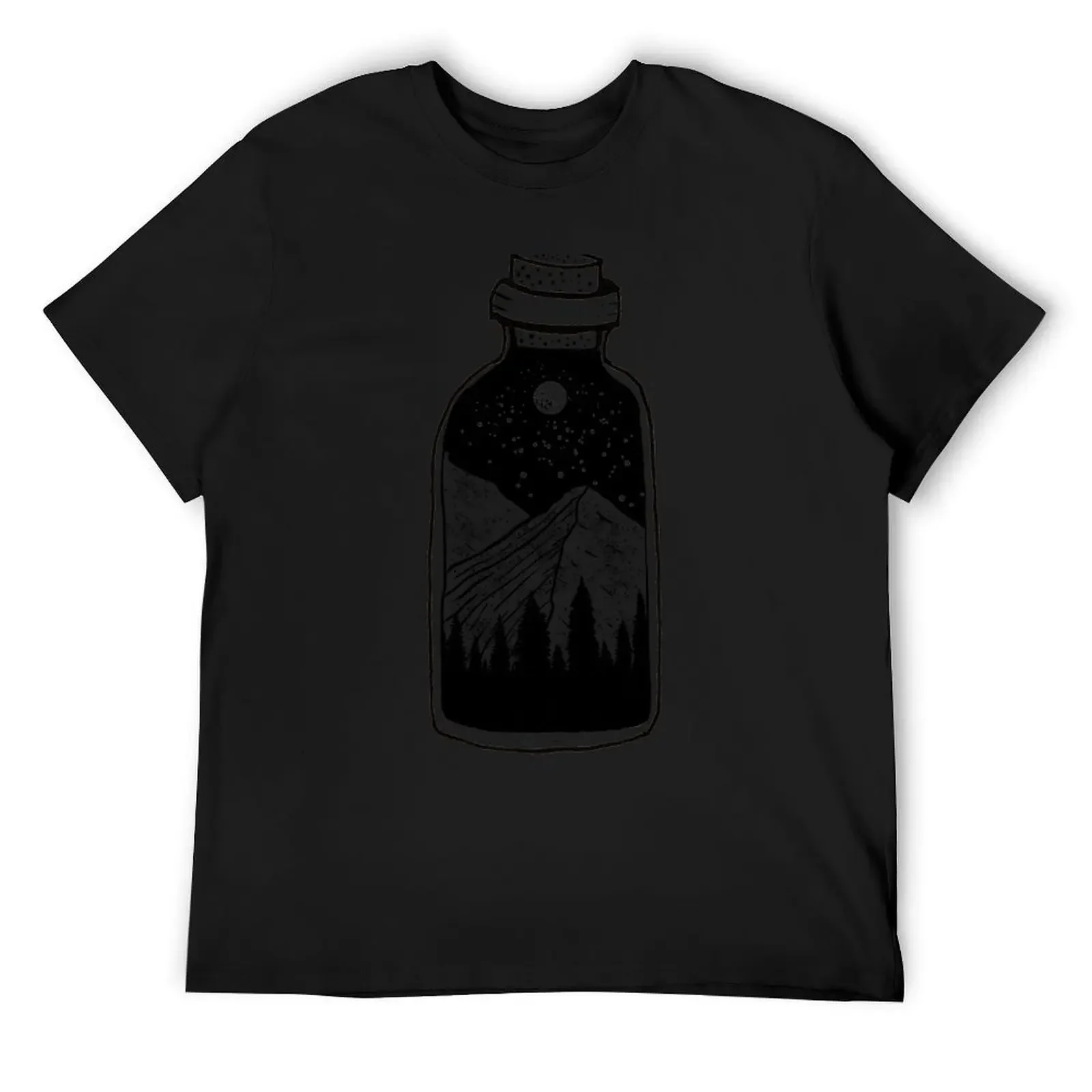 Mountains in a Bottle Sketch T-Shirt tees tops vintage anime shirt korean fashion mens cotton t shirts