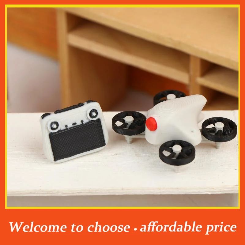 **Miniature Simulation Drone Model With Remote Controller 1:12 Scale Dollhouse Scene Decoration Miniature Photography Props'