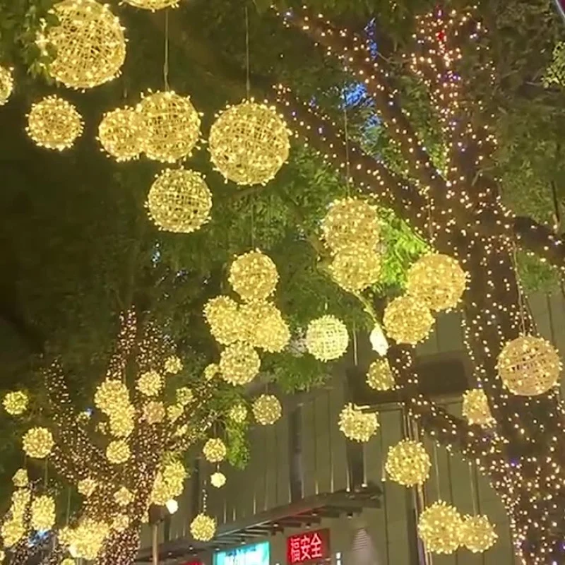 Atmosfera festivaLEDTakraw Ball String Lights Outdoor Waterproof Street Engineering Illuminazione Appesa Decorazione dell'albero Paesaggio