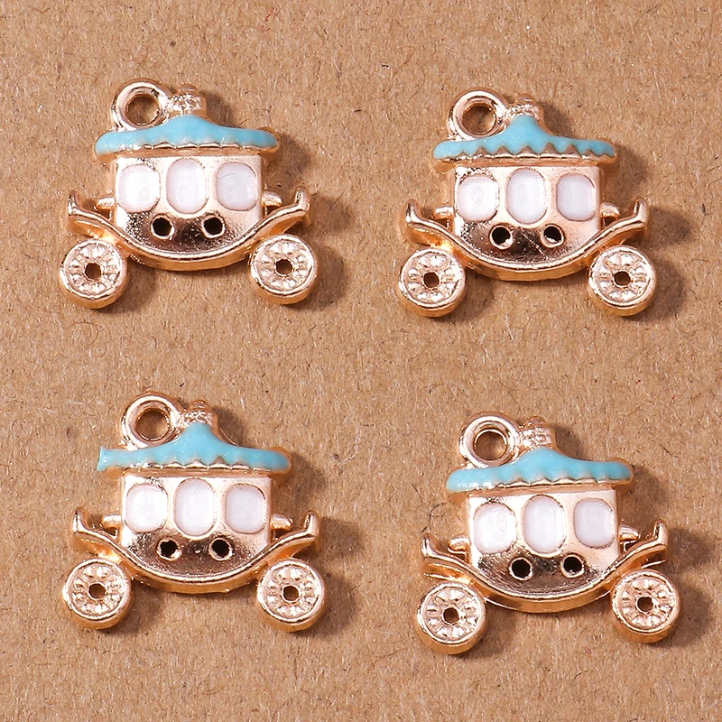 10 Stück 15*14mm Emaille Kürbiskutsche Charms Anhänger für die Herstellung von Ohrringen Halskette Armband DIY Schmuck Zubehör Zubehör – Detail 3