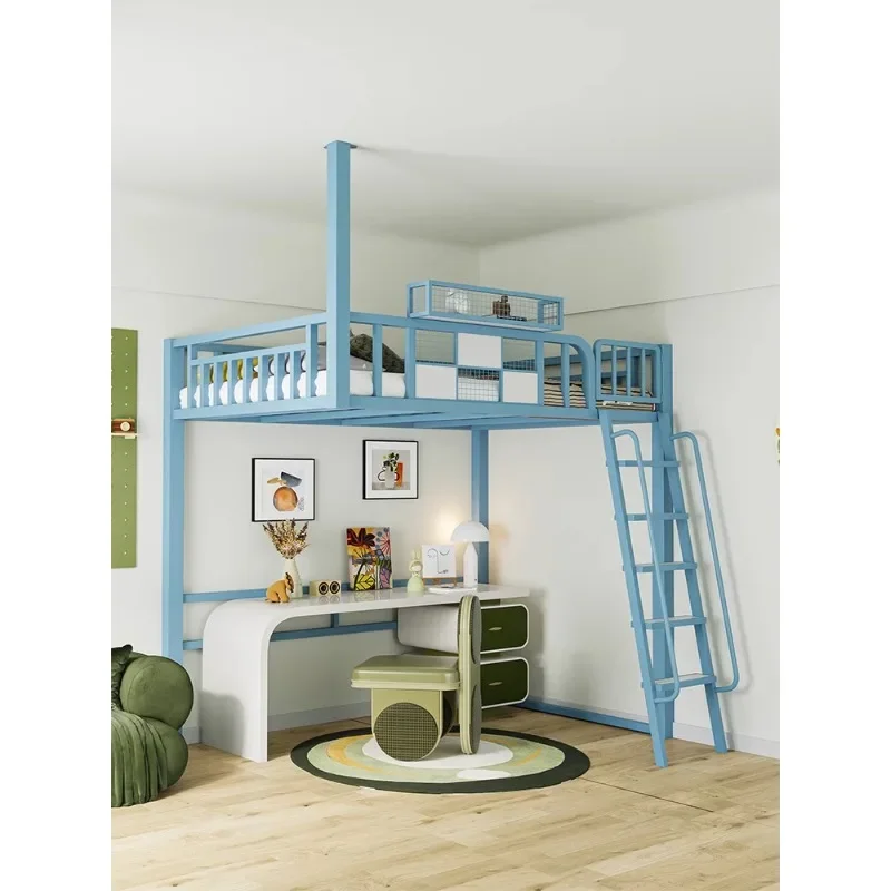 Loft type elevated bed empty under  dislocated high and low desk