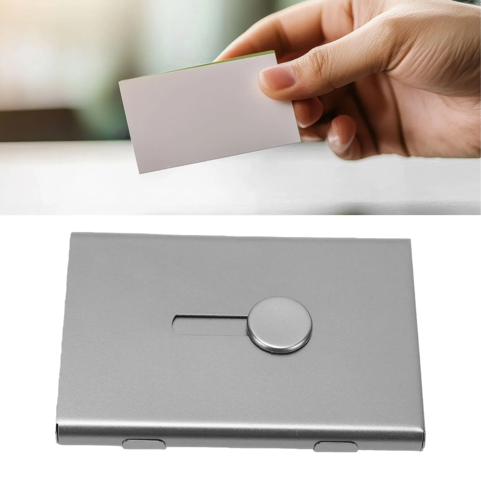 

Business Card Case Anodized Aluminum Thin Lightweight Portable Slide Out Name Card Holder for Meetings Exhibition Exchanges