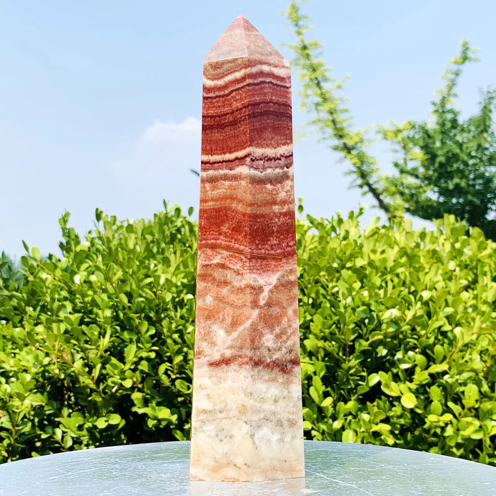 Natural Rhodochrosite Quartz obelisk crystal point wand tower Healing