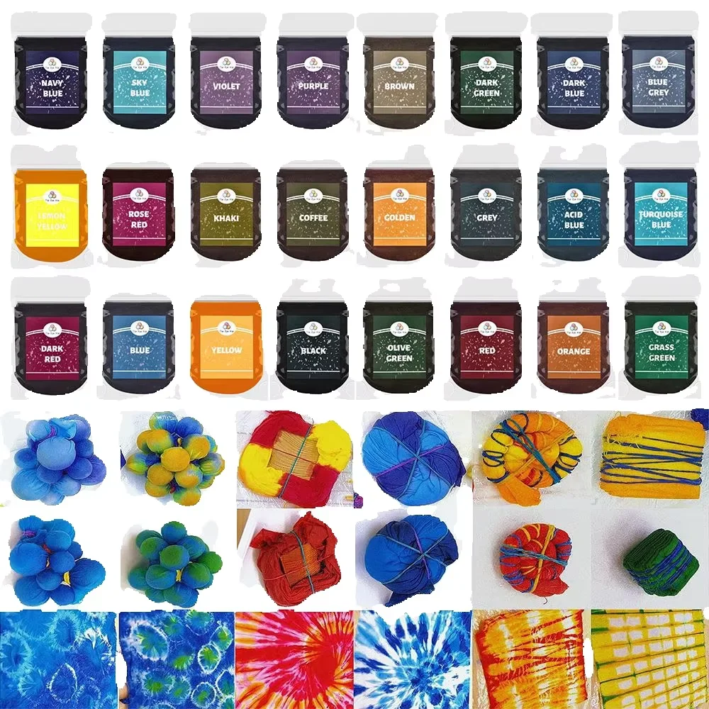 10g 24 Colors Fabric Dye Clothing Refurbished Coloring Agent Cotton Linen Jeans Canvas Pigment Home Tie-Dye Handmade Supplies