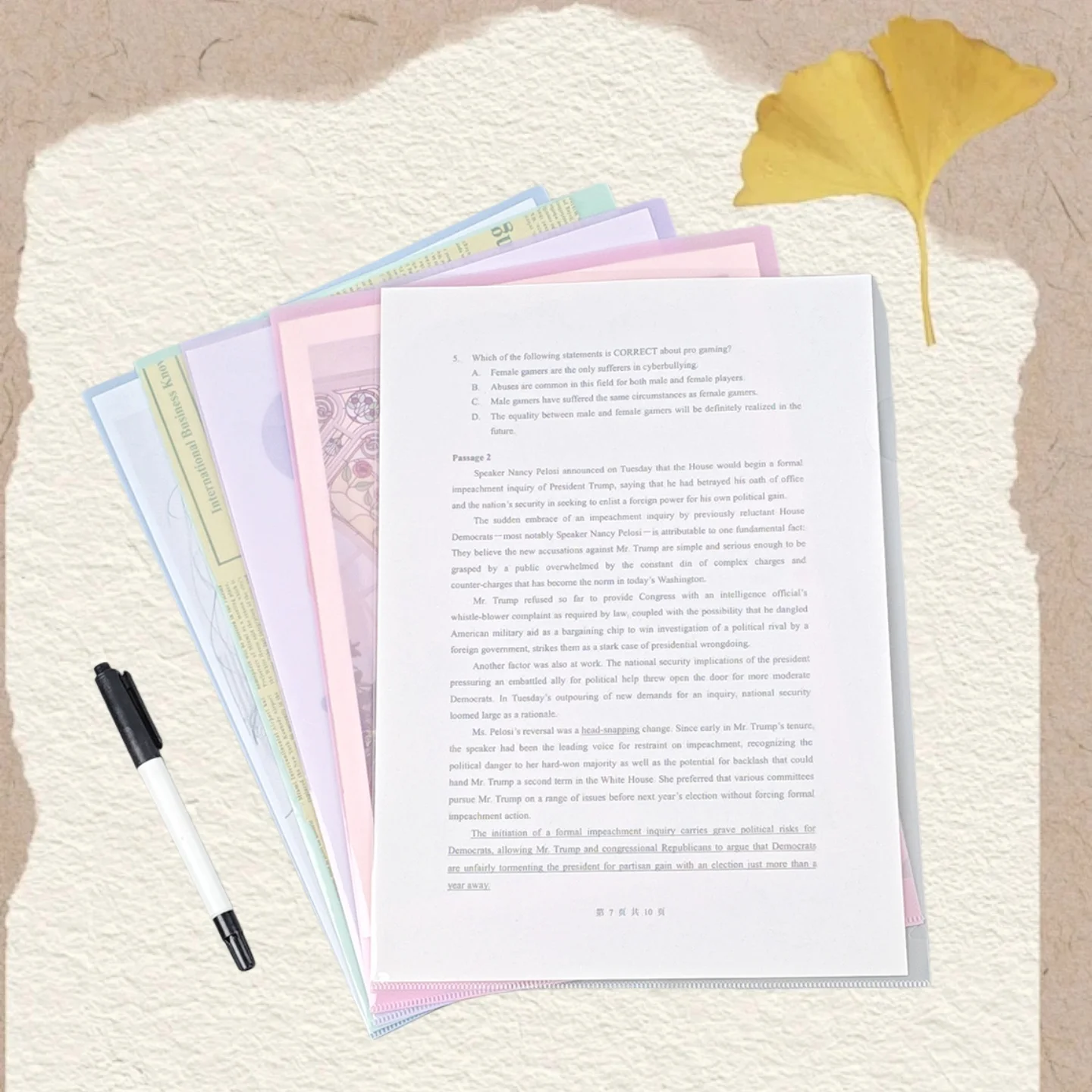 

10Pcs L-Shaped Folders, Thickened Single-Page Folders, A4 Document Bags, Colorful Transparent Test Paper Storage, Office Document Sleeves