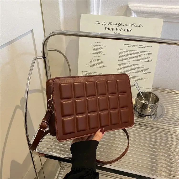 

Нишевая милая шоколадная большая вместительная сумка через плечо из искусственной кожи, модная сумка-кошелек для губной помады, сумки для хранения, женская сумка-кошелек