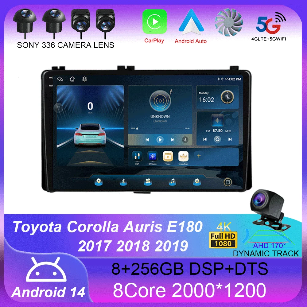 

Android 14 Carplay Car Radio For Toyota Corolla Auris E180 2017 2018 2019 Multimedia Video Player Navigation GPS Stereo 2din DVD