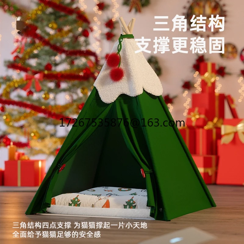 

Snow Velvet Pet Tent Cat Nest Cat House Semi-Enclosed Winter Warm Removable and Washable Mat
