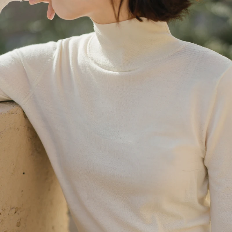 

Bluwhite Beautiful Camere Knitted Woolen Inner Wear High Collar Warm Slimming Women's Faion Commute Sle Long Sve