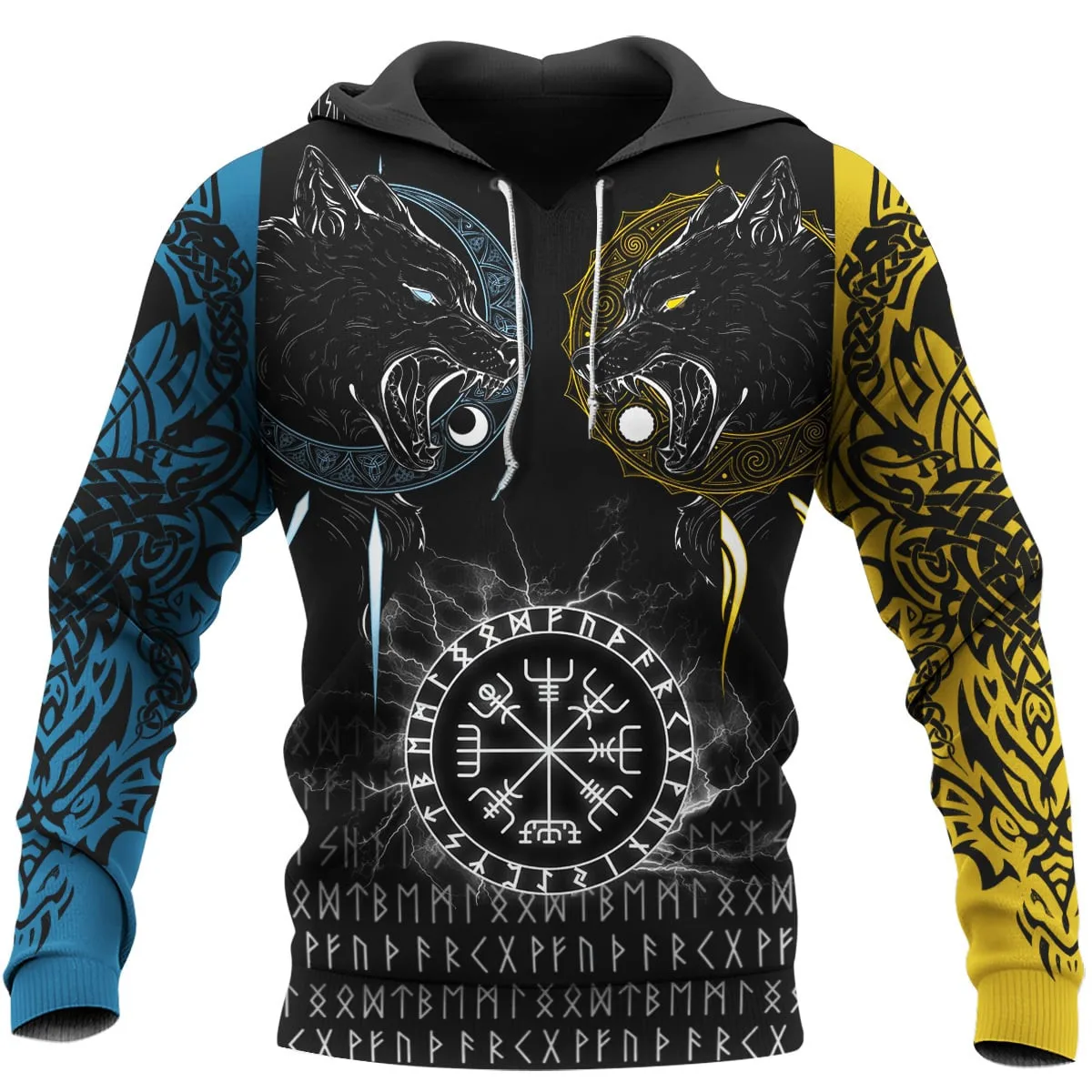 

Fenrir Wolf Skoll and Hati Raven Tattoo 3D Printed Fashion Men's Hoodie & Sweatshirt Autumn Unisex Casual zipper Hoodie QDY52