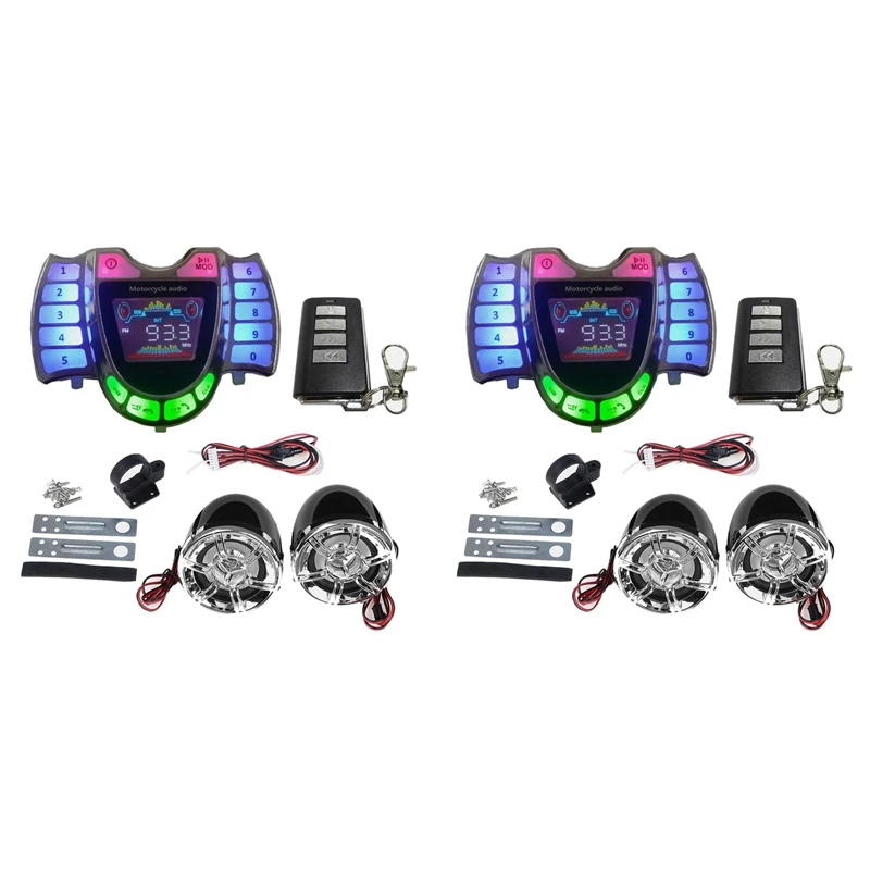 

A48P-4X Motorcycle Stereo Speakers Wireless Bluetooth MP3 Player Waterproof FM Audio For Motor Scooter Bike ATV UTV
