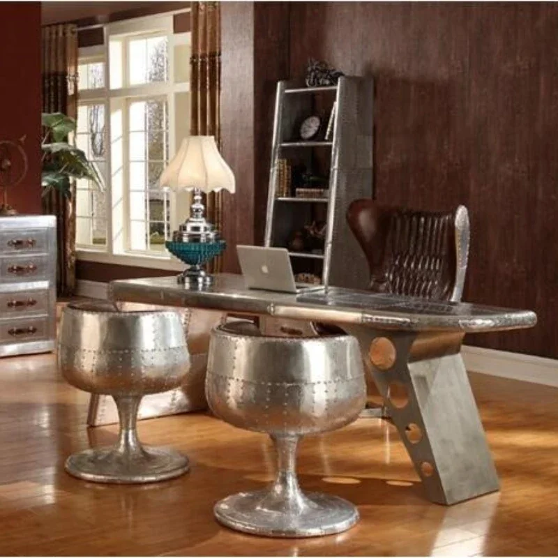 Postmodern creative LOFT aviation aluminum desk, desk, computer desk