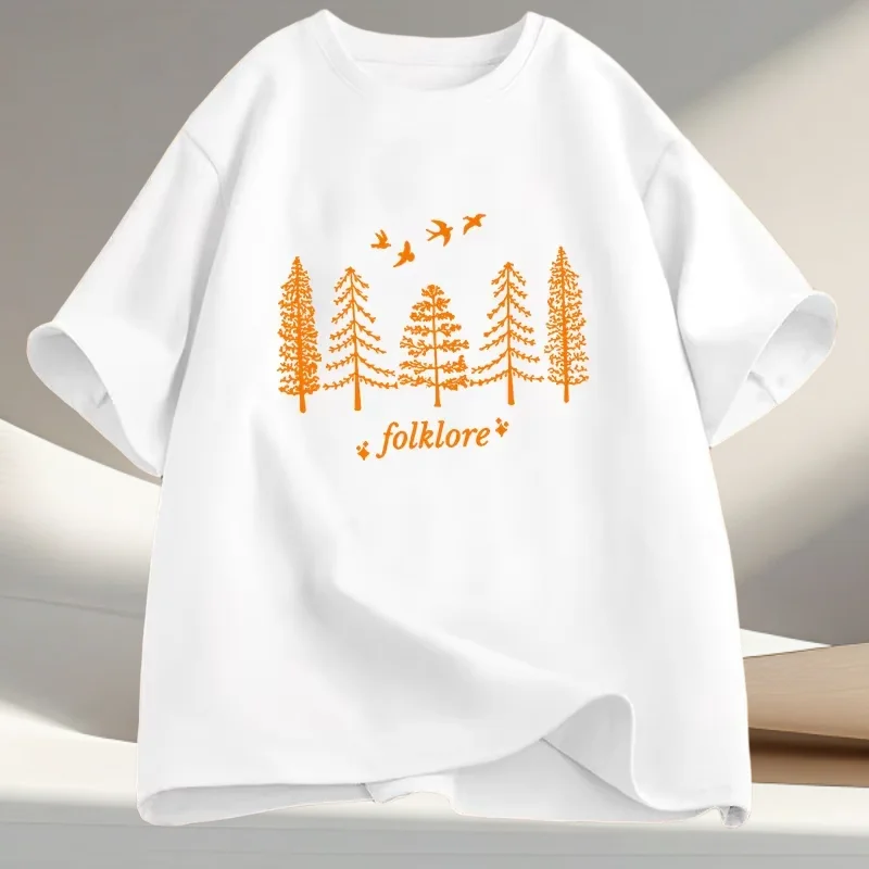 Vintage Folklore T Shirt Swiftie Eras Concert T-shirts Folklore Evermore Merch Tee Shirt Cotton Short Sleeve Women's Clothing
