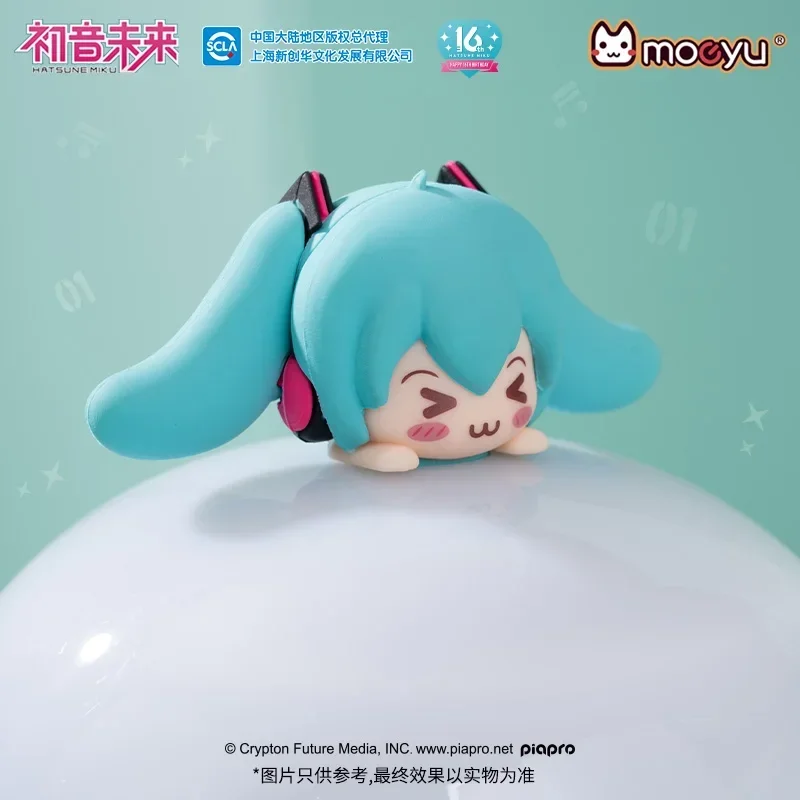 Original Hatsune Miku Squint Series Starry Sky Projection Light Tricolor Lighting Miku Silhouette Rotating Night Light Gifts