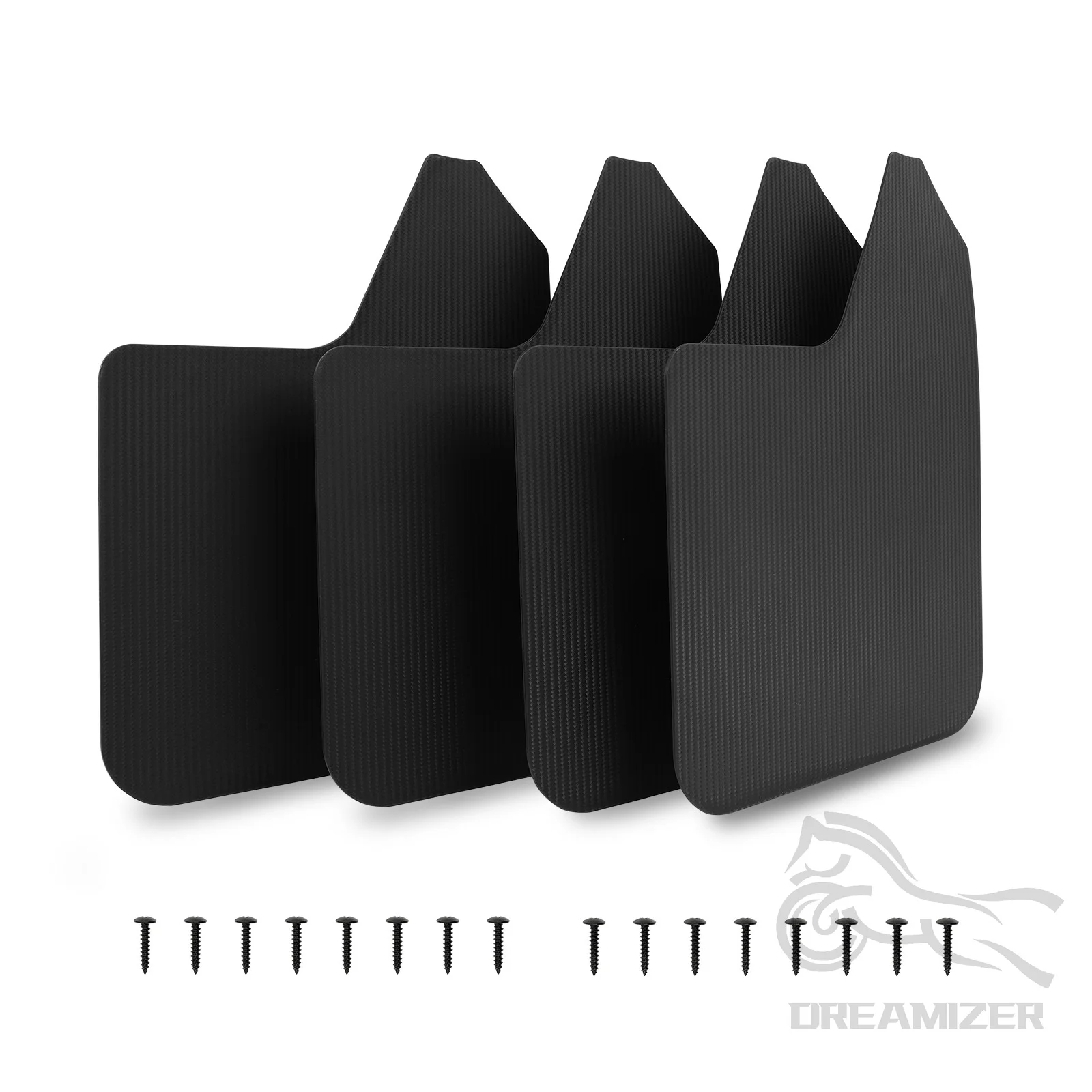 4Pcs Universal 3D Carbon Fiber Mud Flaps Splash Guards Front Rear Car Accessories Fender Clips Mudguards Bodykit Rubber Fitment