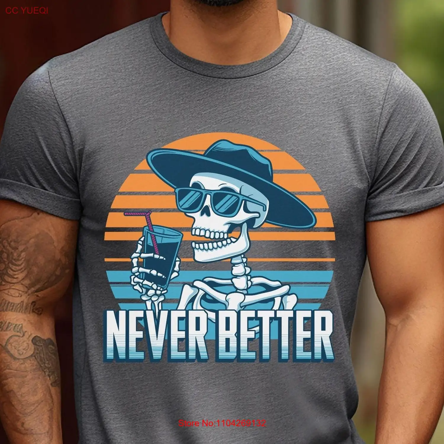 Футболка Never Better с забавным скелетом и надписью для него, мужская саркастическая шикарная футболка с длинными или короткими рукавами