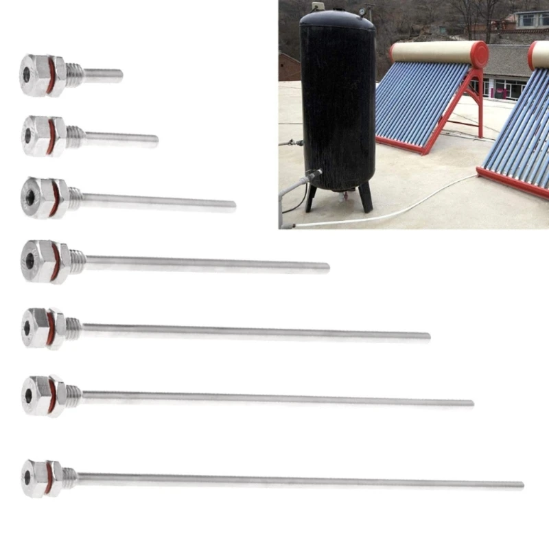 7 Styles L35-300mm Thermowell Stainless Steel M10X1.5 Thread OD6mm for Temperature Controller