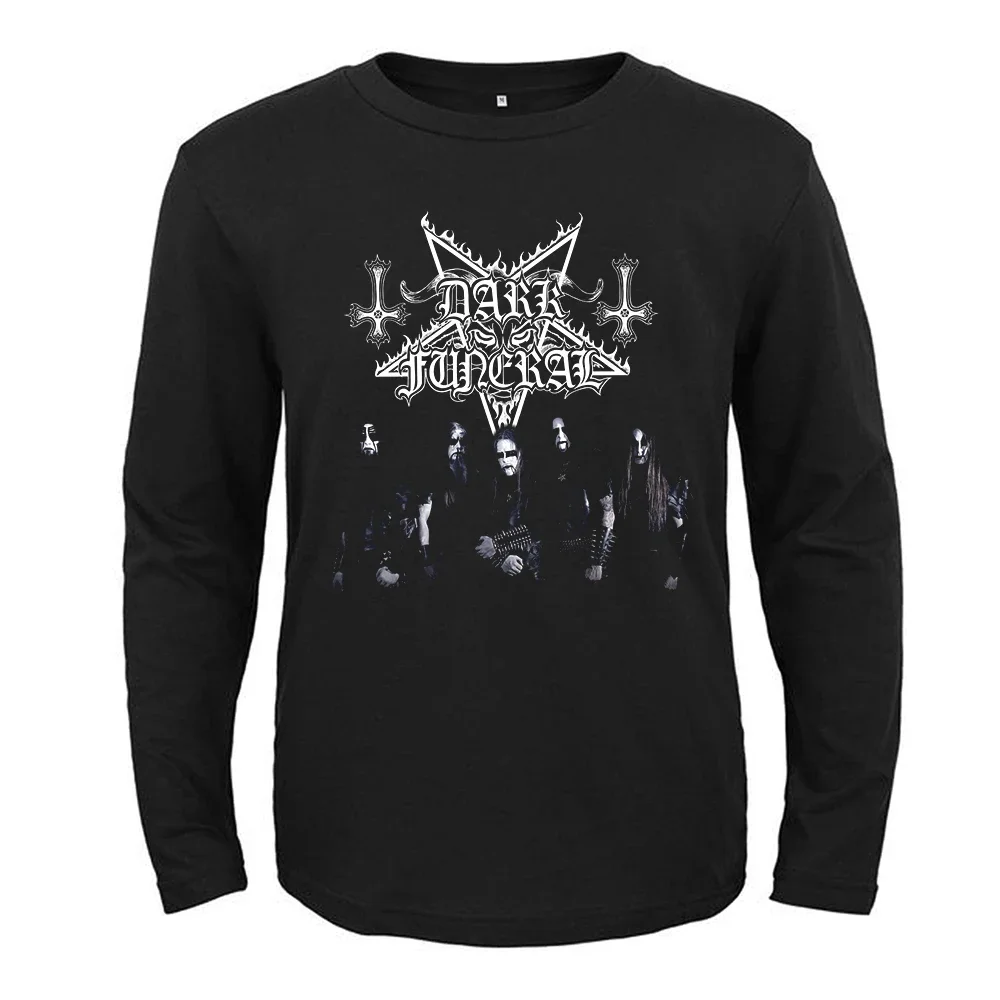 New Heavy Metal Dark Funeral Baphomet T Shirt Casual Men/women Long Sleeve Cotton T-shirt Harajuku Streetwear Hip Hop Tshirt