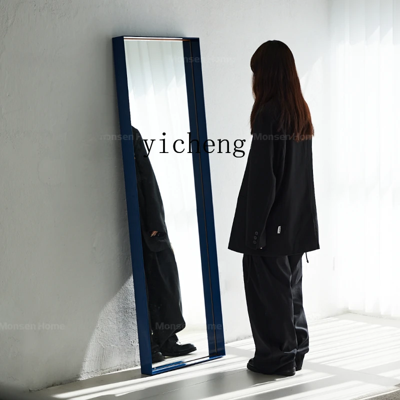 ZWS Full-Length Mirror Blue Creative Floor Mirror Design Sense Wall Super Clear Dressing Mirror