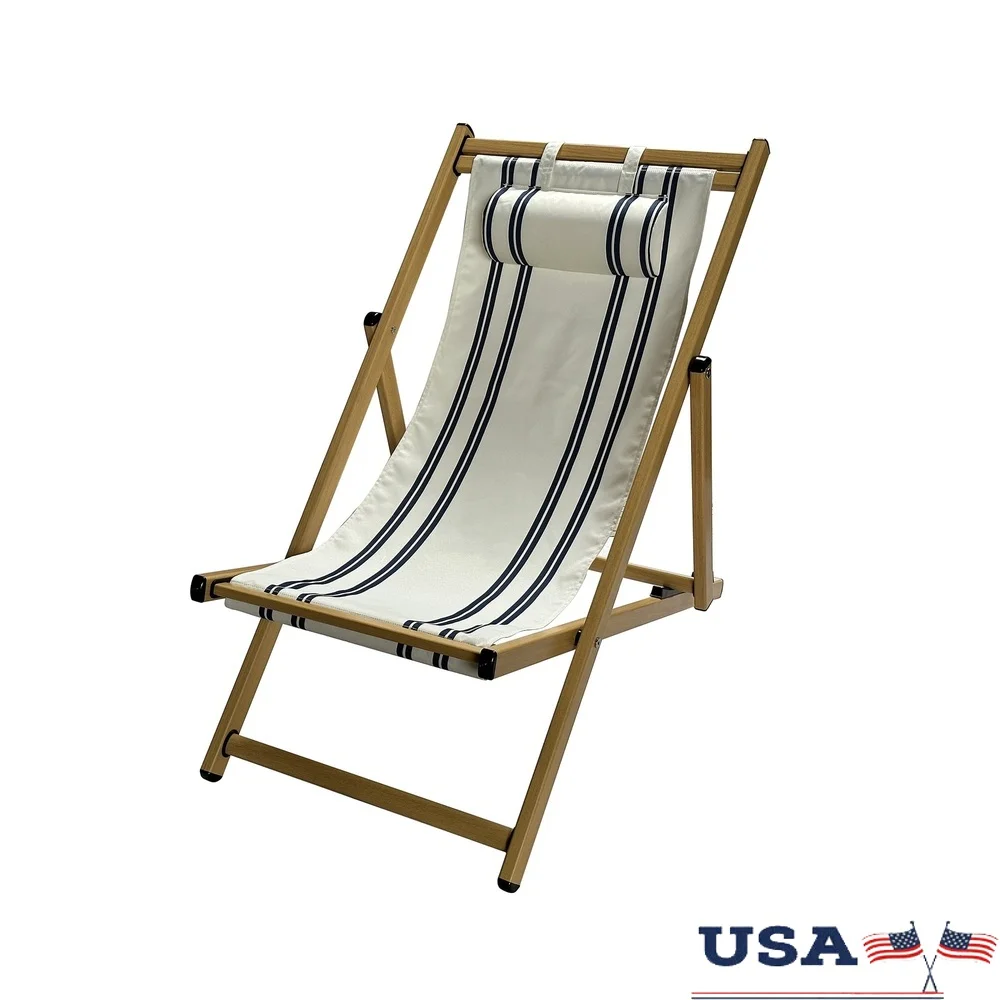 

Adjustable Folding Sling Chair Outdoor Portable Beach Camping Rust Resistant Heavy Duty Aluminum Frame Durable Weather Resistant