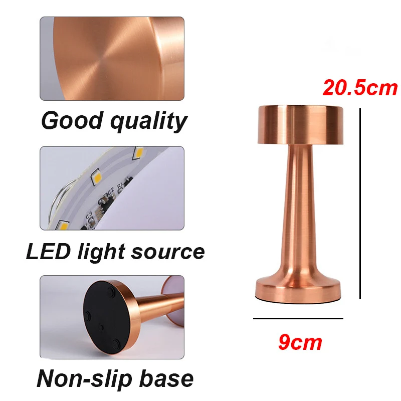 Retro Table Lamp Metal Touch Decor For Bar Coffee Table Restaurant Decoration Light Desk LED Rechargeable Night Lights Bedroom