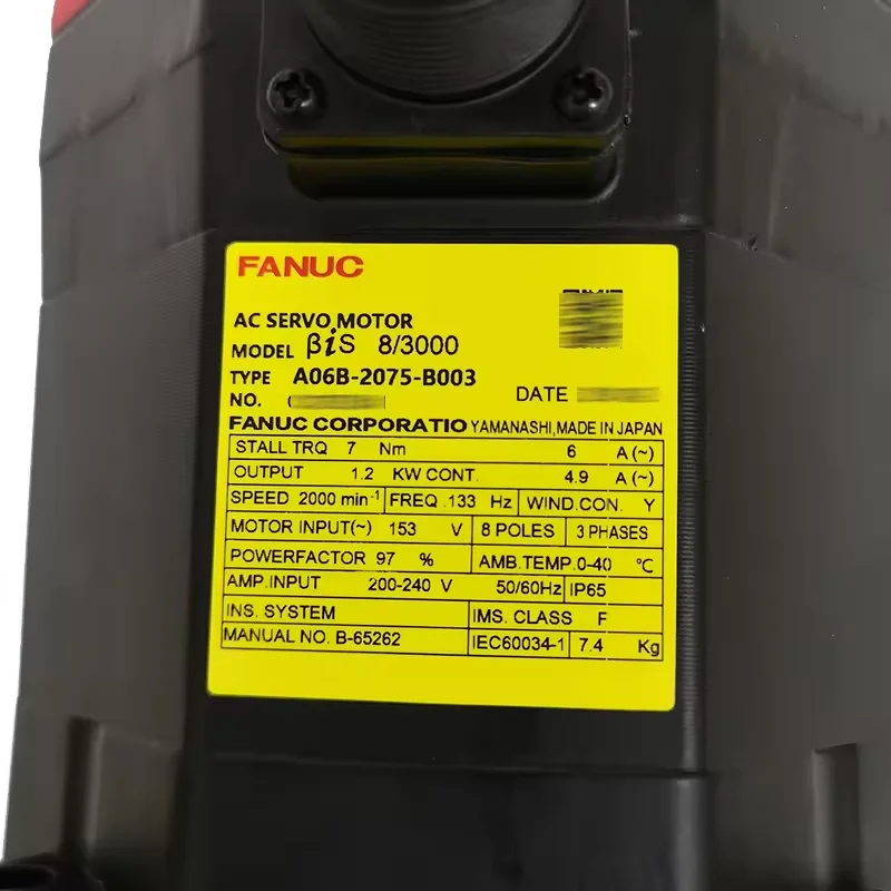 

A06B-2075-B003 Refurbished Fanuc Servo Motor Tested OK A06B 2075 B003