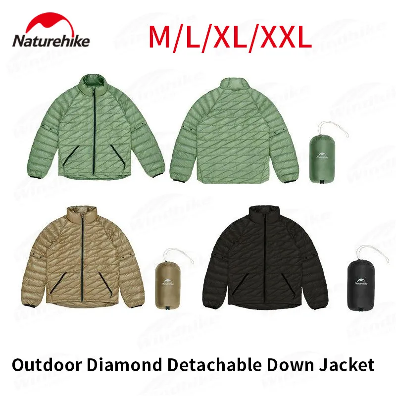 

Naturehike Camping Down Jacket Fashion Man/Woman -5~5℃ Winter Warm 90% 1000FP White Goose Down Windproof Coat Removable Sleeves