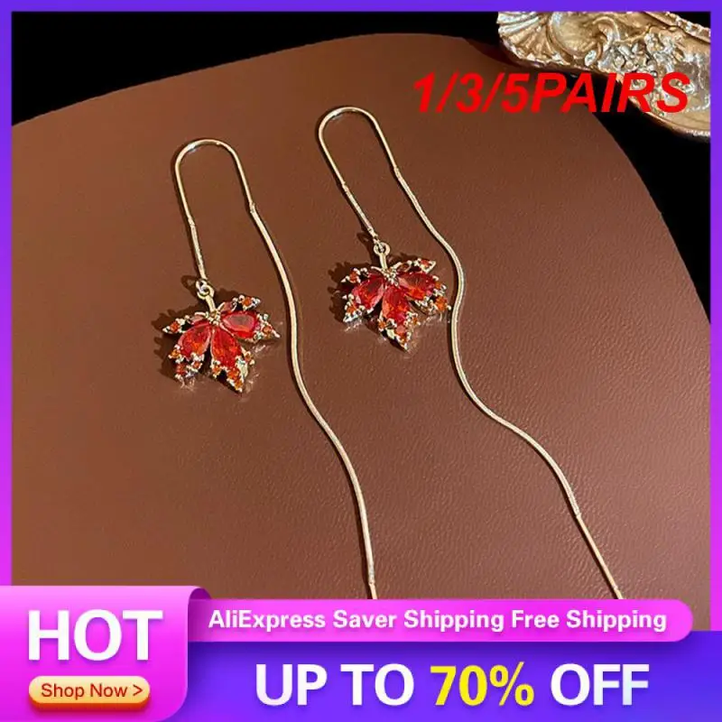 1/3/5PAIRS Popular Exquisite Electroplating Earrings Beauty And Health Maple Leaves Simple Alloy Fashion Decoration All-match