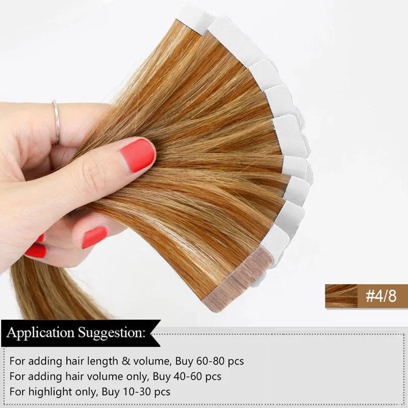 Human Tape In Hair Extensions Steil Menselijk Haar 40 stks/pak Europese Remy Straight Onzichtbare Tape-Ins Zelfklevende Hair Extensions