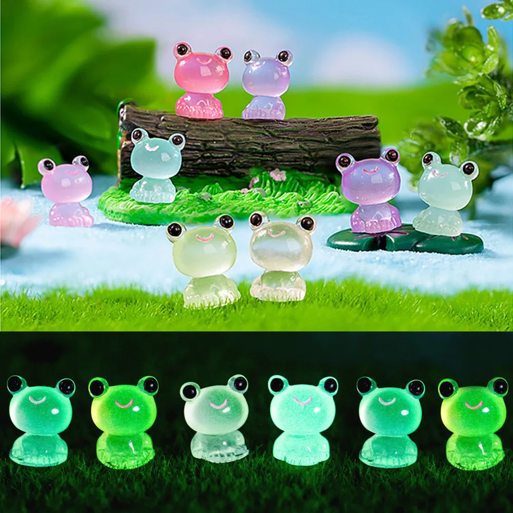 20PCS Mini rane Glow At Dark Fairy Garden miniature decorazione rana luminosa Vivarium Micro paesaggio accessori fai da te