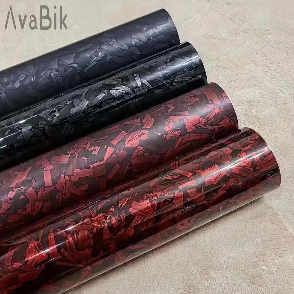 50X300cm Pet-High Glossy Black Gold Silver Red Forged Carbon Fiber Vinyl for Car Sticker on the Hood Anti-scratch Car Stickers