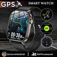 New Ultra Sports GPS tracker AMOLED Smartwatch Men Compass Military Outdoor Sports BT Call Watch 2.01 inch HD screen for Huawei