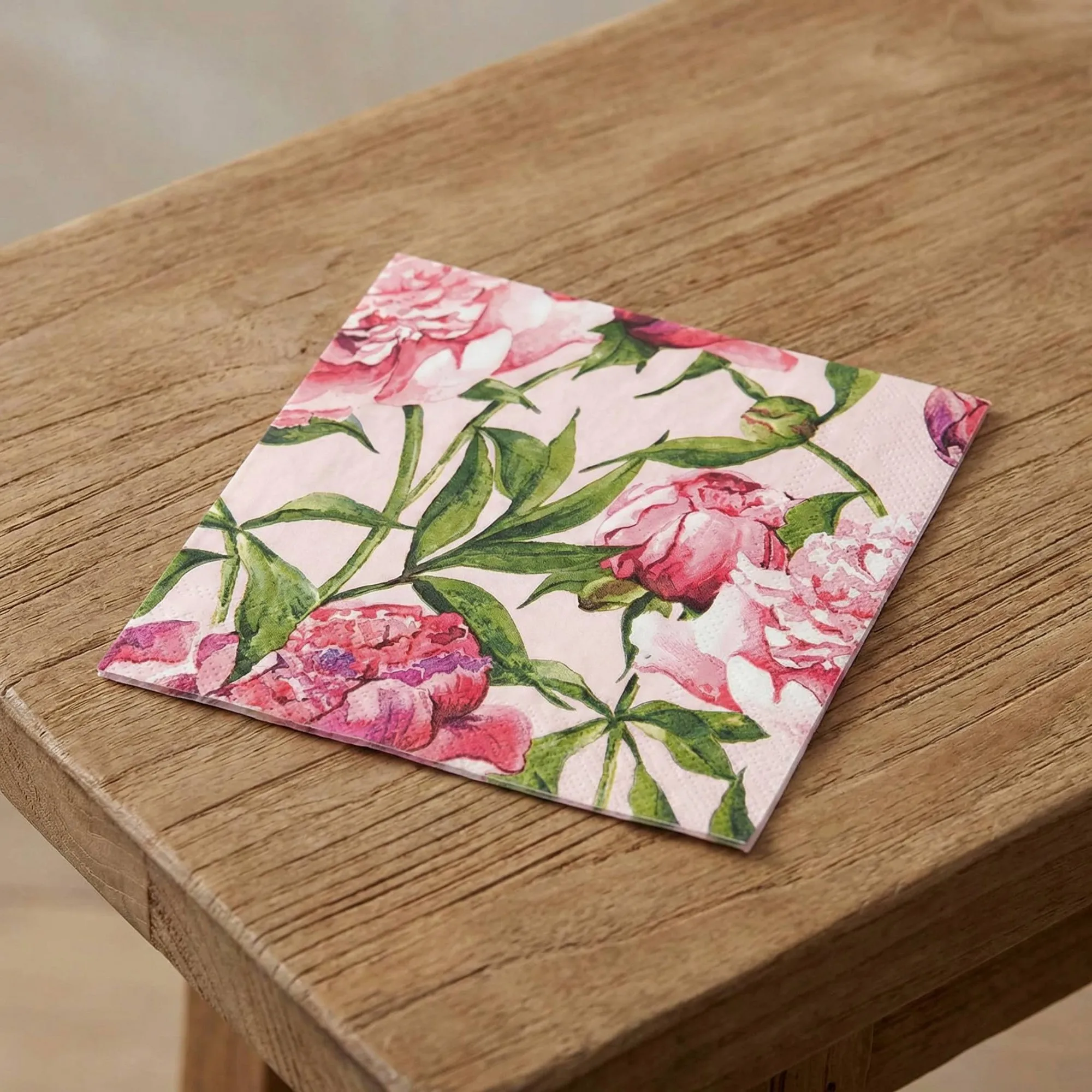 20ct Pink Peony Floral Paper Lunch Napkins Soft Absorbent Disposable Table Napkins For Parties And Dining