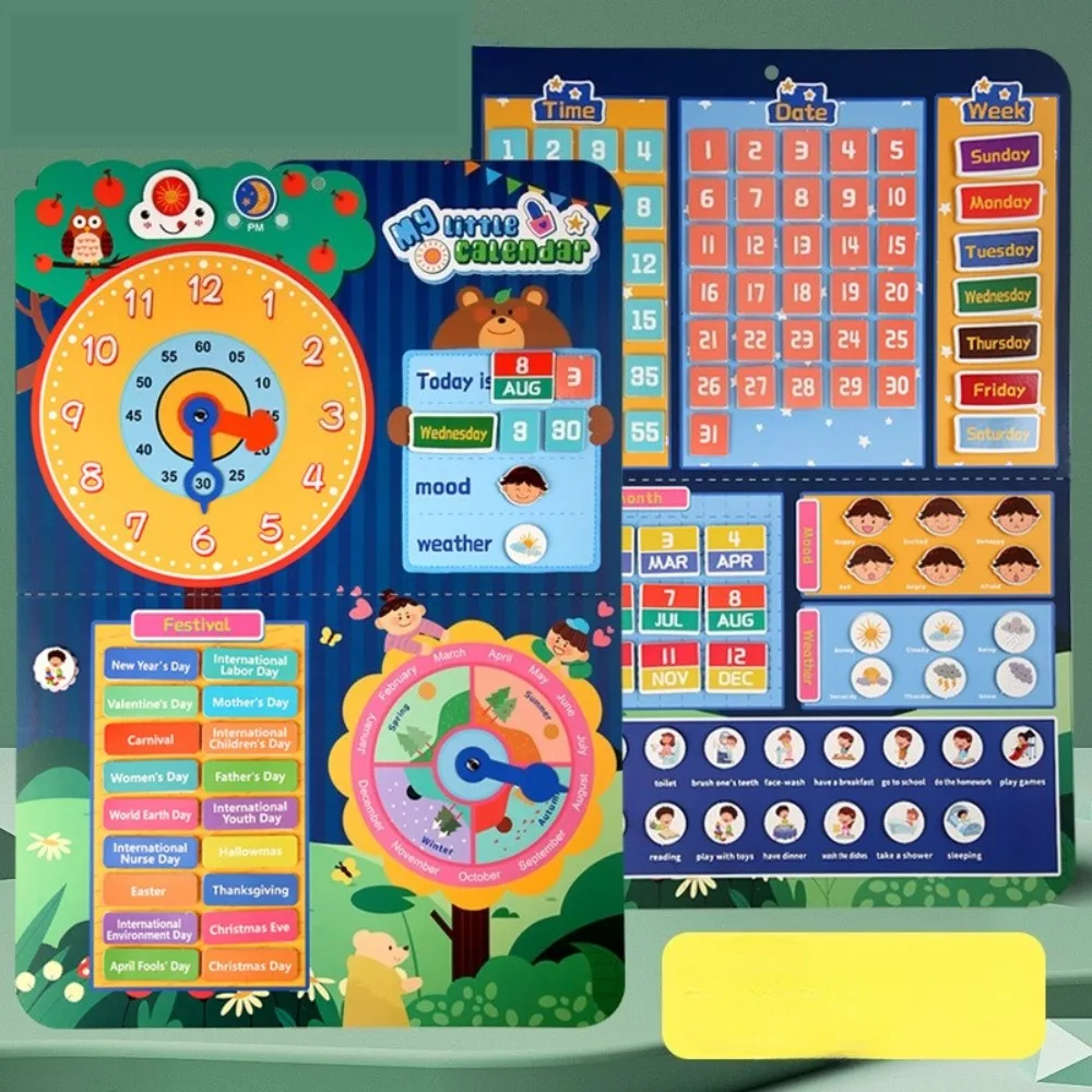 

The New Kindergarten Calendar Weather Week Quiet Paste Book Baby Textbook Creative Early Education Material Package
