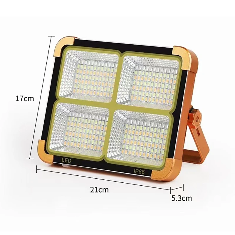 Luz Solar de advertencia de emergencia para exteriores, luz de inundación de carga de teléfono móvil con gancho portátil, foco recargable por USB, lámpara de inundación