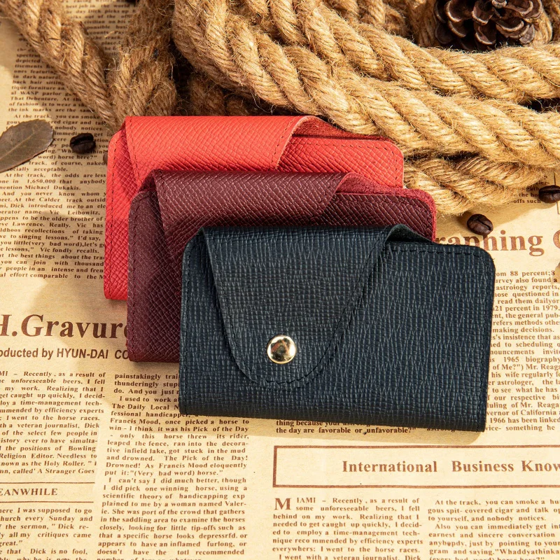 

New Men's And Women's Casual Cow Leather Car Key Wallet Short Small Card Holder For Women Male Key Ring Purse