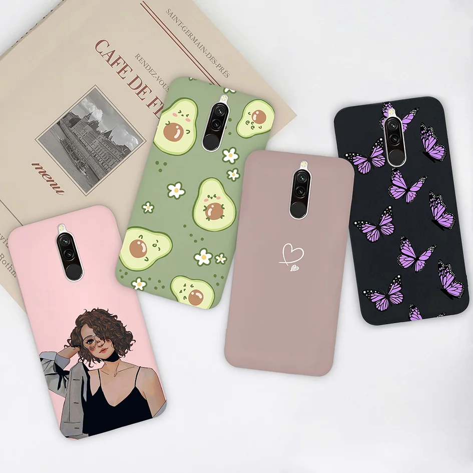 For Xiaomi Redmi 8 Case Fashion Cute Daisy Cartoon Matte Avocado Silicon Cover For Xiomi Redmi 8  Bumper Redmi8 Coque funda Capa