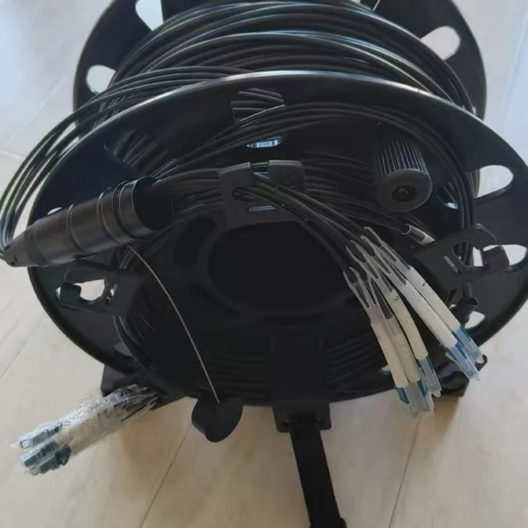 outdoor patchcord 150m 2/4/6/8 core armored with PCD310 reel LC SC FC APC SM TPU DVI waterproof singlemode fiber optic jumper